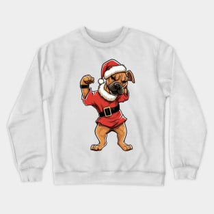 Cartoon Christmas Boxer Dog Dancing Crewneck Sweatshirt